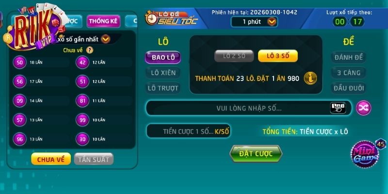 Người chơi theo dõi mức thưởng cho từng loại dự đoán